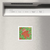 GINGERBREAD KITTY Square Magazine / White Magnet (In Situ (Geschirrspüler))