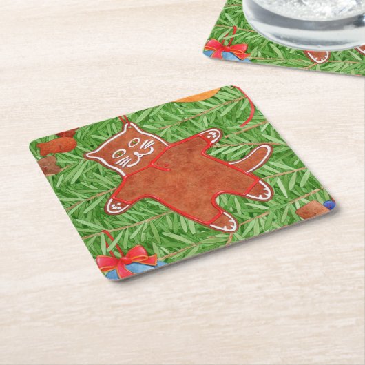 GINGERBREAD KITTY Square Paper Untersetzer (angewinkelt)