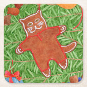 GINGERBREAD KITTY Square Paper Untersetzer (Vorderseite)