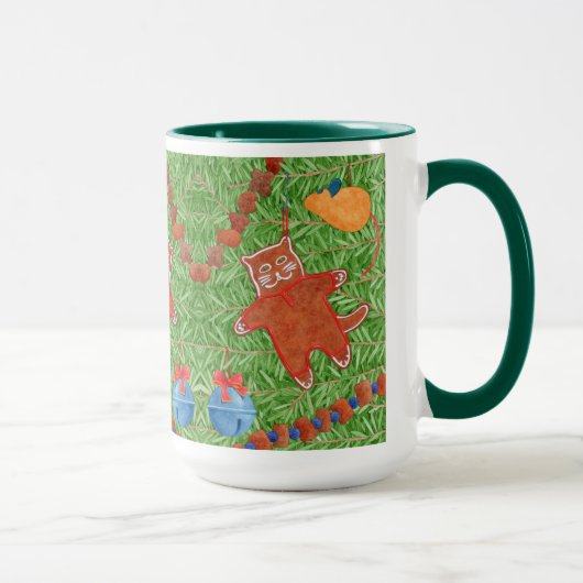 GINGERBREAD KITTY Tall Hunter Green Combo Tasse (Rechts)