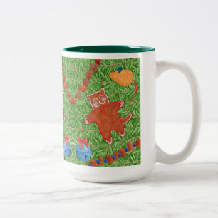 GINGERBREAD KITTY Tall Hunter Green Zwei-Tone-Tass Zweifarbige Tasse