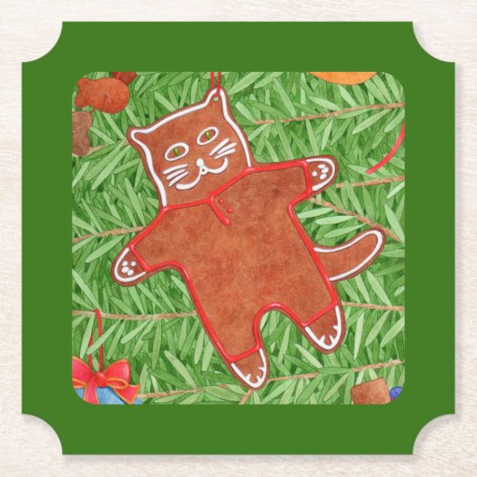 GINGERBREAD KITTY Ticket Paper Untersetzer / Green (Vorderseite)