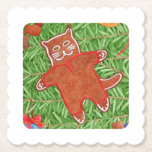 GINGERBREAD KITTY-Untersetzer mit gewelltem Rand / Untersetzer (Vorderseite)