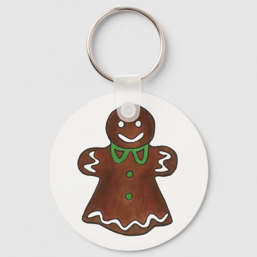 Gingerbread Lady Woman Weihnachtskeks Schlüsselanhänger (Vorderseite)