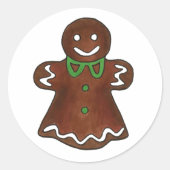 Gingerbread Lady Woman Weihnachtskekse Runder Aufkleber (Vorderseite)