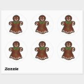 Gingerbread Lady Woman Weihnachtskekse Runder Aufkleber (Blatt)
