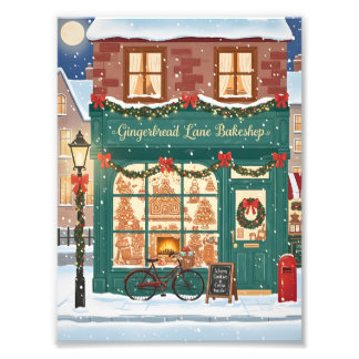 Gingerbread Lane Bäckerei Illustrationsposter Fotodruck