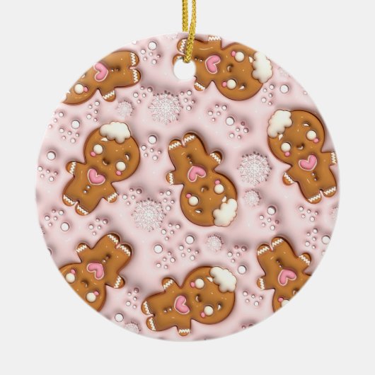 "Gingerbread Liebe Pattern Ornament" Keramik Ornament (Vorne)
