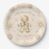 Gingerbread Little Man Green Christmas Baby Dusche Pappteller (Vorderseite)