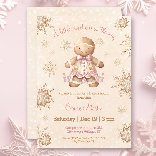 Gingerbread Little Sweetie Christmas Baby Shower Einladung