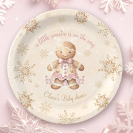 Gingerbread Little Sweetie Christmas Baby Shower Pappteller