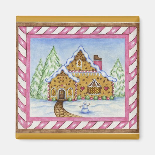 Gingerbread Lodge House Magnet (Vorne)