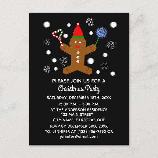 Gingerbread Man #2 Einladung Postkarte (Vorderseite)