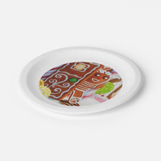 GINGERBREAD MAN 7" Round Paper Teller (Schrägansicht)