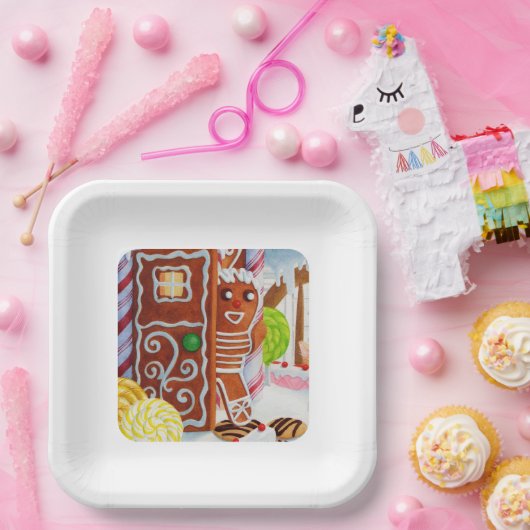 GINGERBREAD MAN 9" Square Paper Teller (Party)