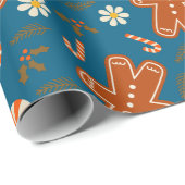 Gingerbread man and candy cane pattern geschenkpapier (Rolleneckpunkt)