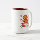 Gingerbread Man and Candy Cane Weihnachten Zweifarbige Tasse (VorderseiteRechts)