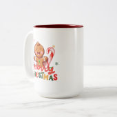 Gingerbread Man and Candy Cane Weihnachten Zweifarbige Tasse (Vorderseite Links)