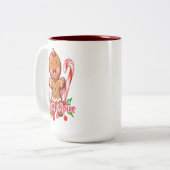 Gingerbread Man and Candy Cane Weihnachten Zweifarbige Tasse (Vorderseite Links)