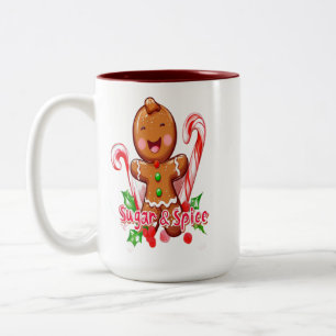 Gingerbread Man and Candy Cane Weihnachten Zweifarbige Tasse