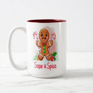 Gingerbread Man and Candy Cane Weihnachtszeit-Tass Zweifarbige Tasse