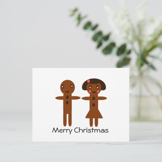 Gingerbread Man and Girl Frohe Weihnachten (Stehend Vorderseite)