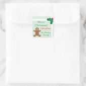 Gingerbread Man and Holly Quadratischer Aufkleber (Tasche)