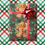 Gingerbread Man and Poinsettias Christmas Classics Geschenkpapier<br><div class="desc">Gingerbread Man and Poinsettias Christmas Classics Wrapping Paper</div>