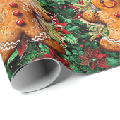 Gingerbread Man and Poinsettias Christmas Classics Geschenkpapier (Rolleneckpunkt)