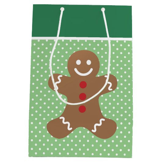 Gingerbread Man and Polka Dots Personalised Mittlere Geschenktüte (Rückseite)