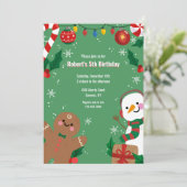 Gingerbread Man and Snowman Einladung (Stehend Vorderseite)