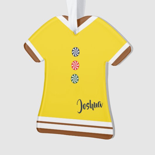 Gingerbread Man Anzug Gelbe Weihnachtsfigur Ornament (Vorderseite)