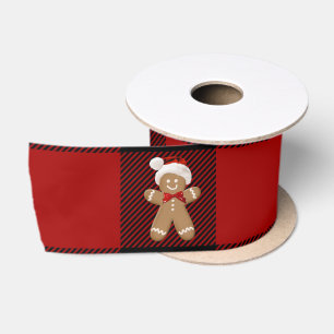 Gingerbread Man auf Kariert Satinband