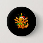 Gingerbread Man Axolotl Weihnachtsmannmütze Weihna Button (Vorderseite)