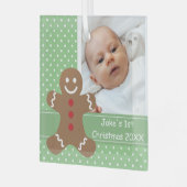 Gingerbread Man Baby's First Christmas Foto Ornament Aus Glas (Vorderseite links)