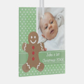 Gingerbread Man Baby's First Christmas Foto Ornament Aus Glas (Vorderseite Rechts)