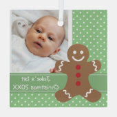 Gingerbread Man Baby's First Christmas Foto Ornament Aus Glas (Rückseite)