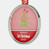 Gingerbread Man Baby's First Christmas Ornament Aus Metall (Links)