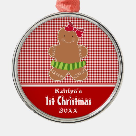Gingerbread Man Baby's First Christmas Ornament Aus Metall (Vorne)