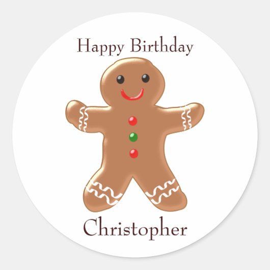Gingerbread Man Birthday Runder Aufkleber (Vorderseite)