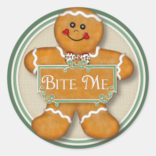 Gingerbread Man - Bite Me Runder Aufkleber (Vorderseite)