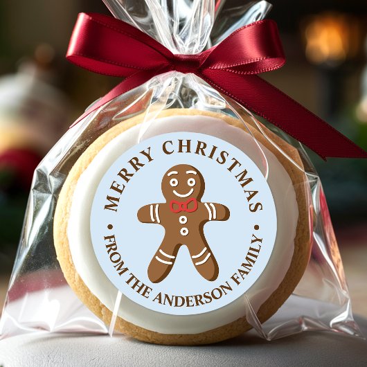 Gingerbread Man Blue Frohe Weihnachten Runder Aufkleber