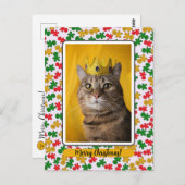 Gingerbread Man Border around Cat Postkarte (Vorne/Hinten)