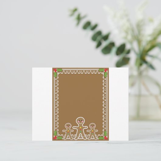 Gingerbread Man Border Postkarte (Stehend Vorderseite)