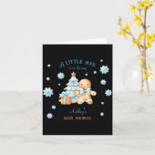 Gingerbread Man Boy Blue Christmas Baby Shower Karte (Gelbe Blume)