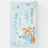 Gingerbread Man Boy Blue Weihnachtsdusche Banner (Vertikal)