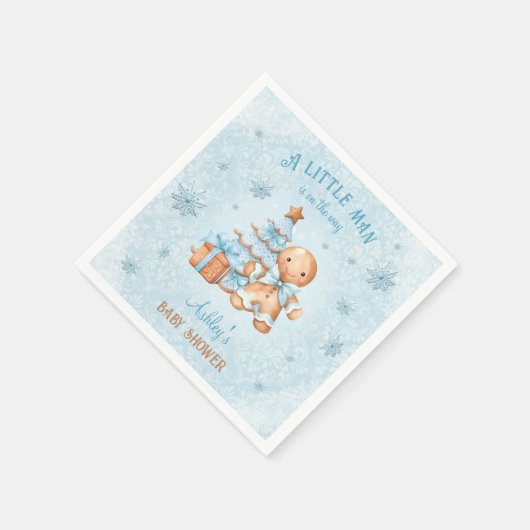 Gingerbread Man Boy Blue Weihnachtsdusche Serviette (Ecke)