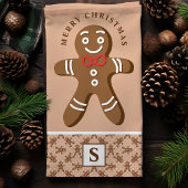 Gingerbread Man Brown Monogram Frohe Weihnachten Geschirrtuch