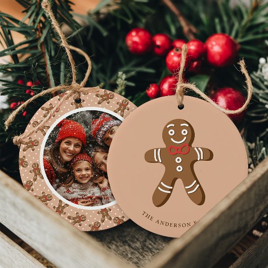 Gingerbread Man Brown Polka Dot Weihnachtsgebäck F Keramik Ornament