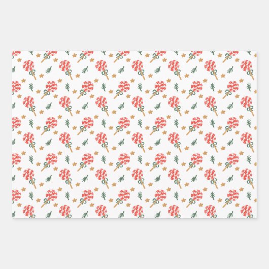 Gingerbread Man Candy Cane Lollipop Holiday Geschenkpapier Set (Vorderseite 2)